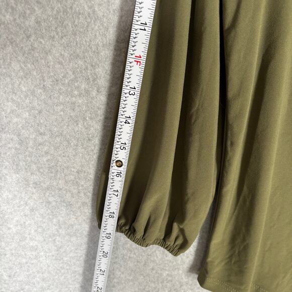 Vince Camuto Blouse Small Knit Stretch Popover Flowy Slinky Army Olive Career - Picture 6 of 9